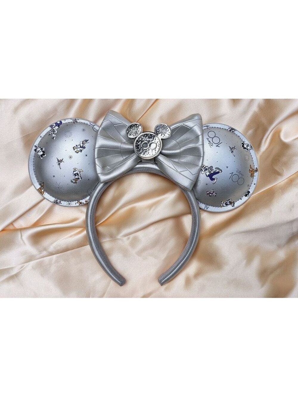 100 Years Anniversary Metallic Silver Minnie Mouse Ears Headband